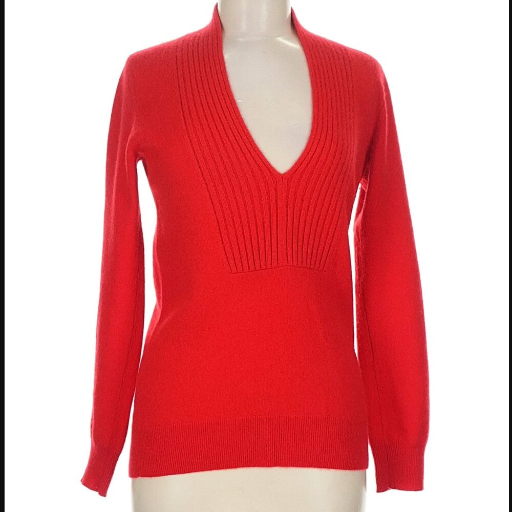 Club Monaco Cashmere Red V Neck Sweater Womens Size Medium M
